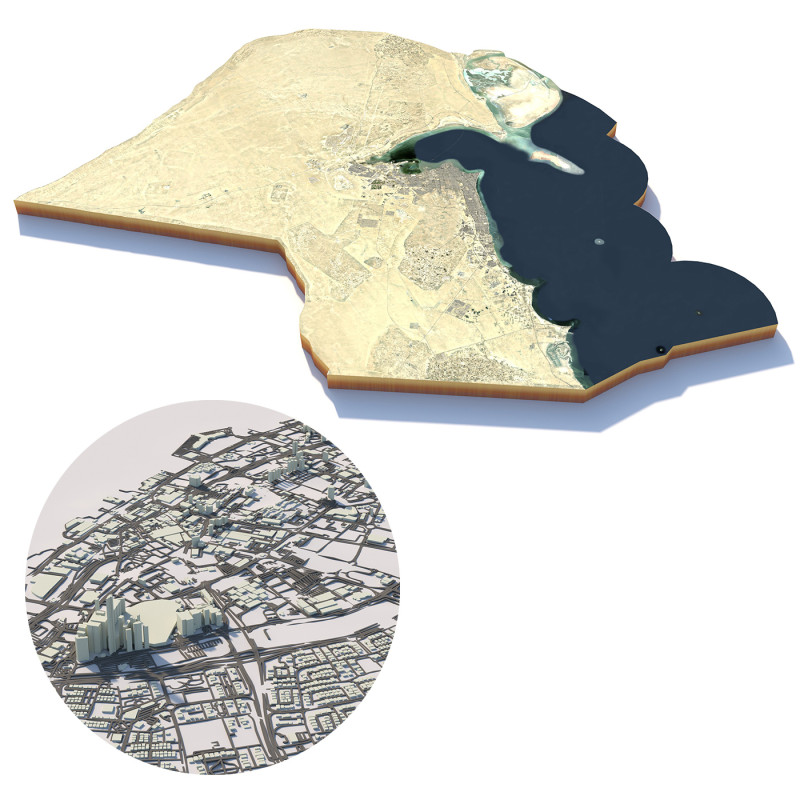 Kuwait Terrain city Modello 3D .c4d .max .obj .3ds .fbx .stl .blend