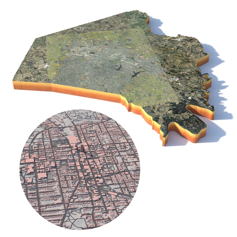 Lexington Terrain city Kentucky 3D Model .c4d .max .obj .3ds .fbx .stl .blend 