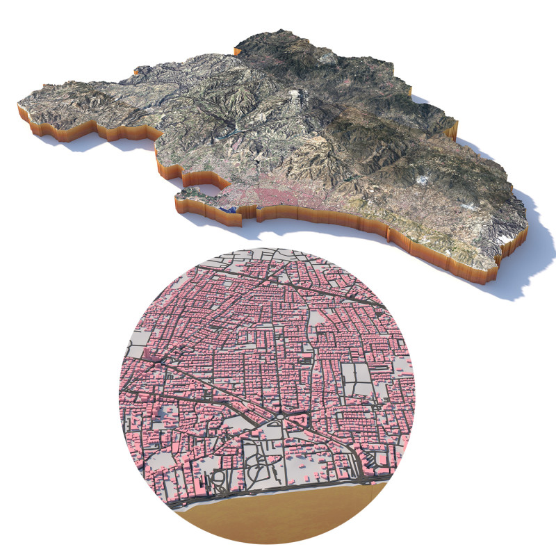 Limassol Terrain city Cyprus 3D 模型 .c4d .max .obj .3ds .fbx .stl .blend