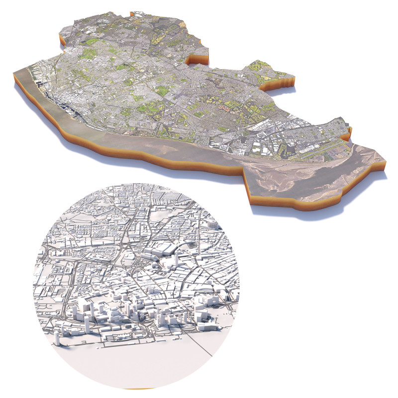 Liverpool Terrain city United Kingdom 3D Model .c4d .max .obj .3ds .fbx .stl .blend