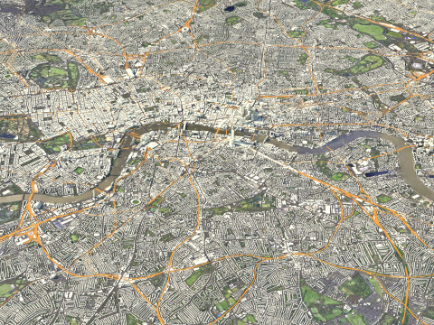 London Terrain city UK 3D Model