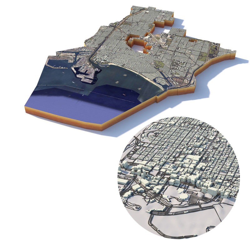 Long Beach Terrain city California USA Model 3D .c4d .max .obj .3ds .fbx .stl .blend