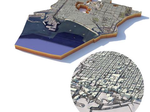 Long Beach Terrain city California USA 3D 模型