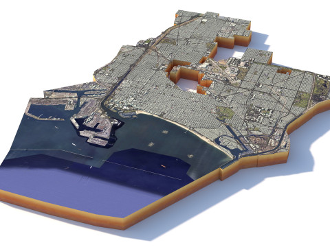 Long Beach Terrain city California USA 3D Model