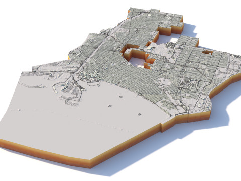 Long Beach Terrain city California USA 3D Model