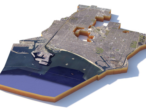 Long Beach Terrain city California USA 3D Model