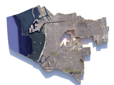 Long Beach Terrain city California USA 3D Model