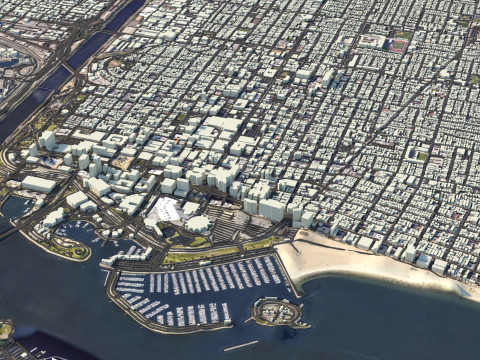 Long Beach Terrain city California USA 3D Model