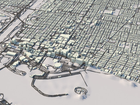 Long Beach Terrain city California USA 3D Model