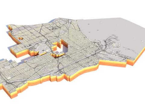 Long Beach Terrain city California USA 3D Model