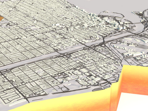 Long Beach Terrain city California USA 3D Model
