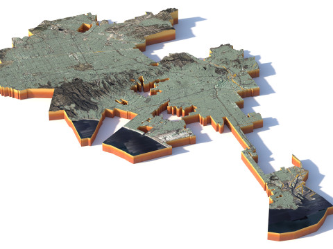 Long Beach Terrain city California USA 3D Модель
