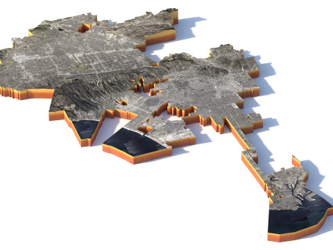 Long Beach Terrain city California USA 3D Model
