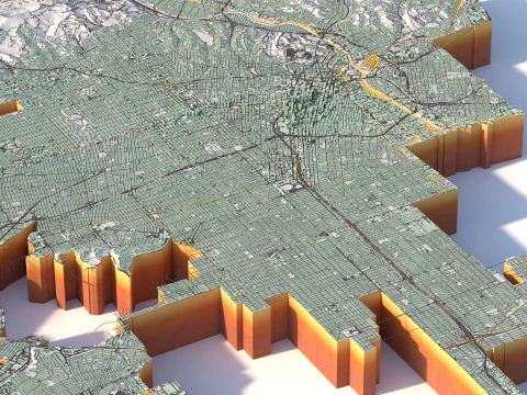 Long Beach Terrain city California USA 3D Model