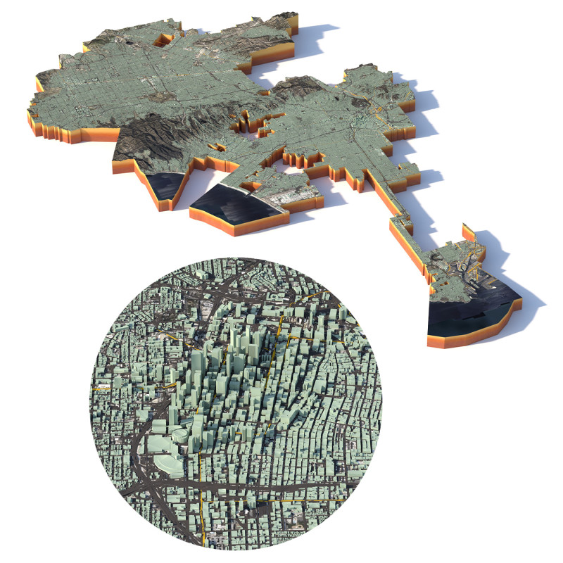 Long Beach Terrain city California USA 3D 模型 .c4d .max .obj .3ds .fbx .stl .blend