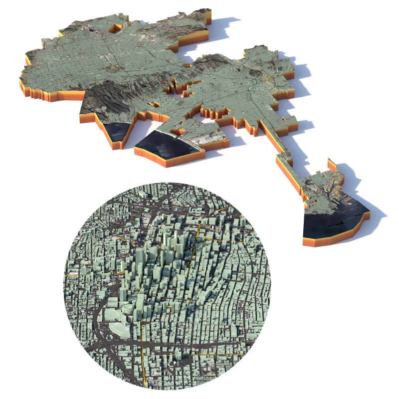 Long Beach Terrain city California USA 3D Model .c4d .max .obj .3ds .fbx .stl .blend 