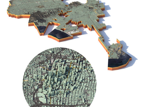Long Beach Terrain city California USA 3D Modell