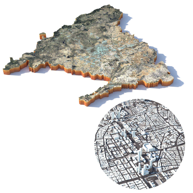 Madrid Terrain city Spain 3D Model .c4d .max .obj .3ds .fbx .stl .blend