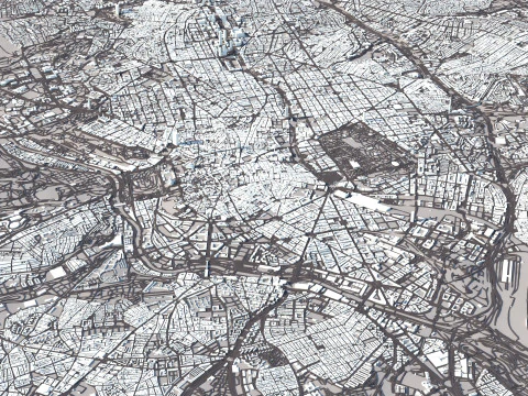 Madrid Terrain city Spain 3D Model