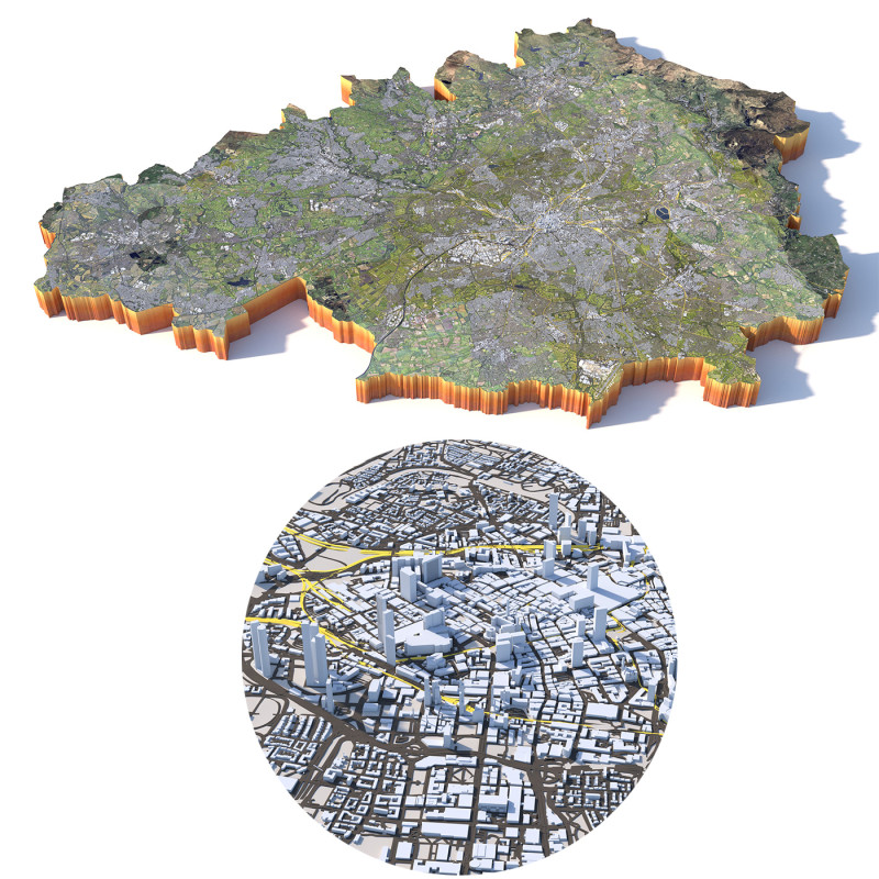 Manchester Terrain city United Kingdom 3D Model .c4d .max .obj .3ds .fbx .stl .blend