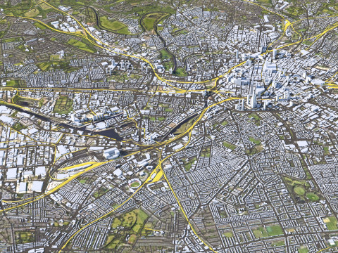 Manchester Terrain city United Kingdom 3D Model