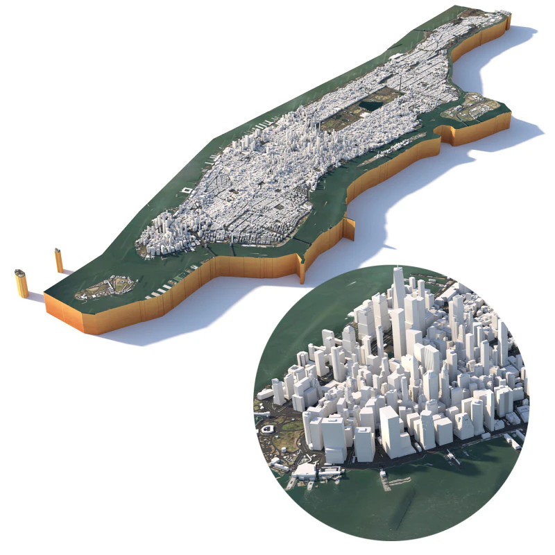 Manhattan in New York USA 3D Model .c4d .max .obj .3ds .fbx .stl .blend