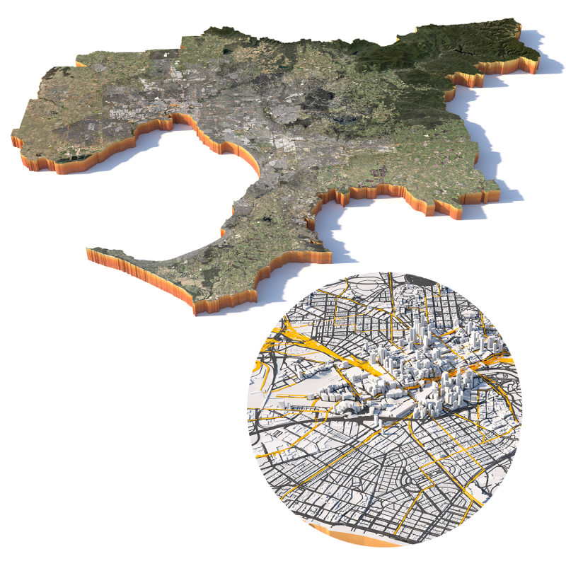 Melbourne City Australia 3D 모델 .c4d .max .obj .3ds .fbx .stl .blend