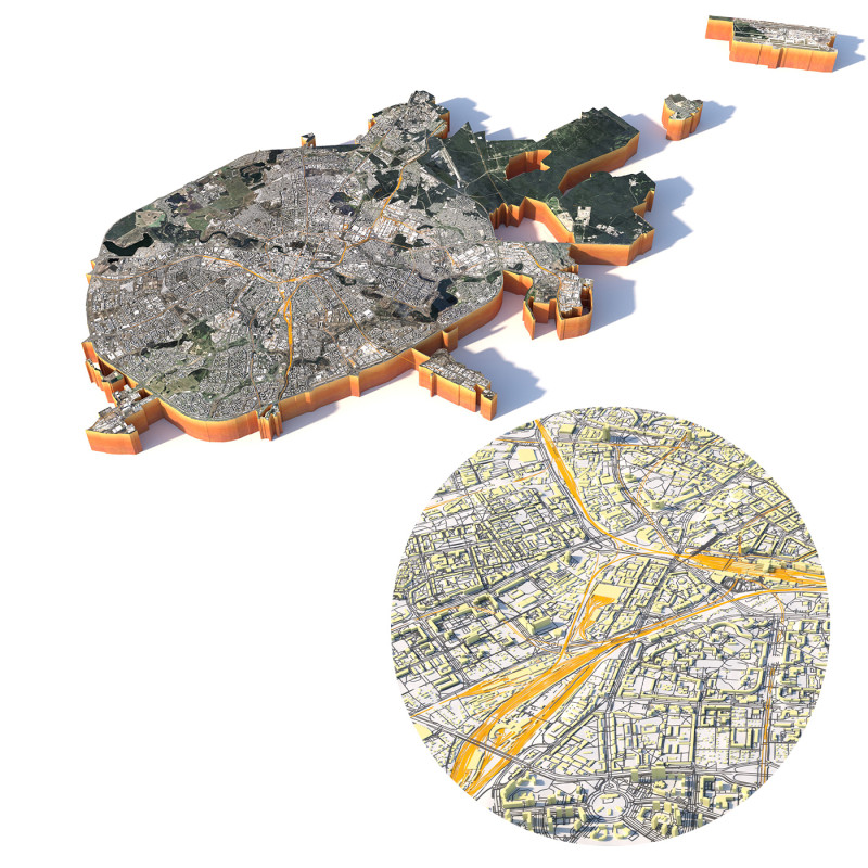 Minsk Terrain city Belarus 3D Model .c4d .max .obj .3ds .fbx .stl .blend