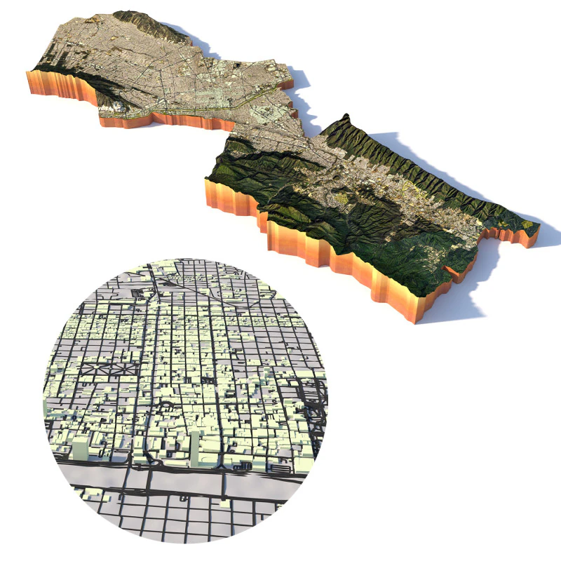 Monterrey Terrain city Mexico 3D Model .c4d .max .obj .3ds .fbx .stl .blend