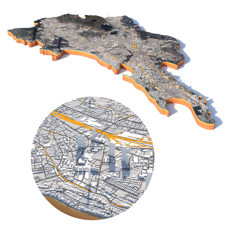Mumbai Terrain city India 3D Модель .c4d .max .obj .3ds .fbx .stl .blend