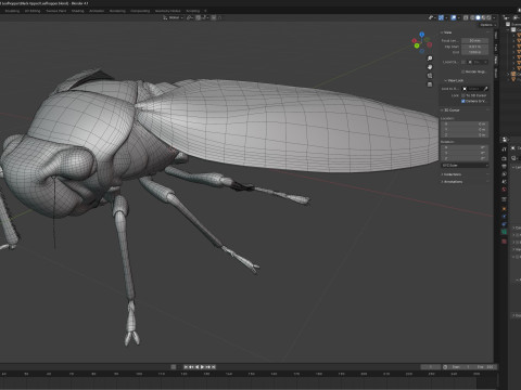 Black-tipped Leafhopper 3D Model