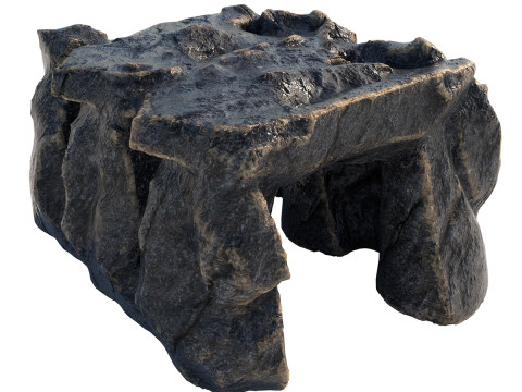 Black rock cave entrance 3D Model