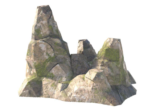 Grass pebble rock 3D Model