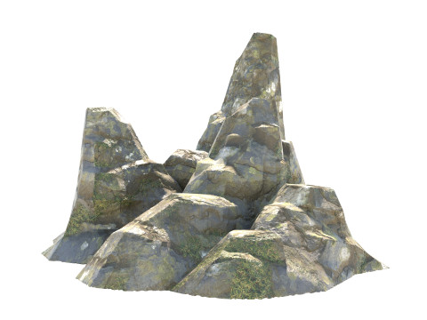 Grass rock cliff 3D Model