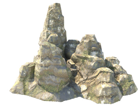 Grass rock cliff 3D Model