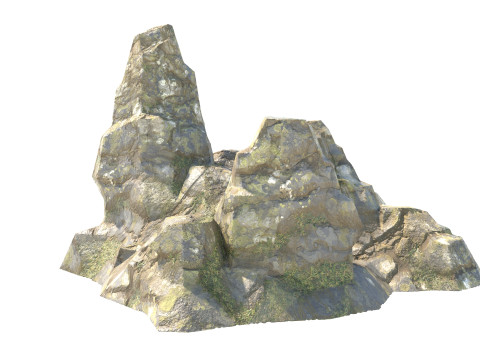 Grass rock cliff 3D Model