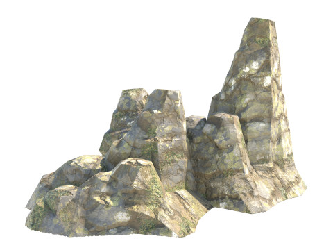 Grass rock cliff 3D Model