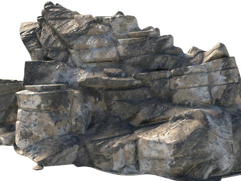 Grey cliff rock v11b 3D 모델