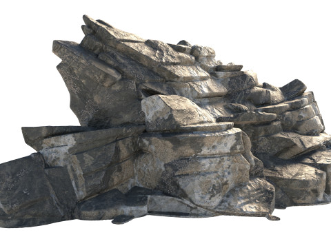 Grey cliff rock v11b 3D Модель
