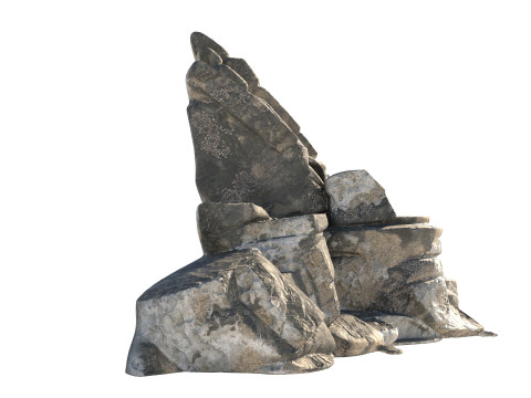 Grey cliff rock v11b 3D Модель