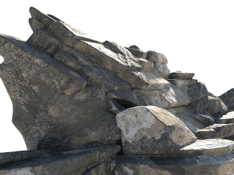 Grey cliff rock v11b 3D Модель