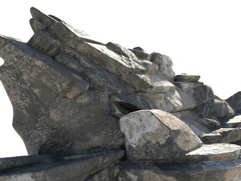 Grey cliff rock v11b 3D Model