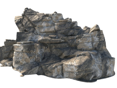 Grey cliff rock v11b 3D Модель