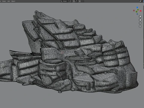 Grey cliff rock v11b 3D Model