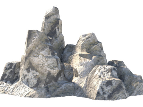 Grey coral rock cliff 3D Model