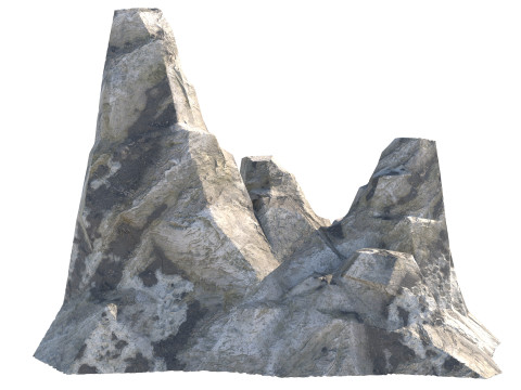 Grey coral rock cliff 3D Model