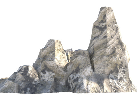 Grey coral rock cliff 3D Model