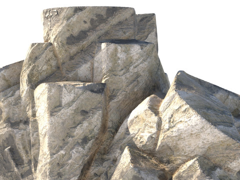 Grey white rock 3D Модель
