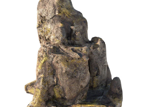 Skała klifowa z mchu w dżungli Model 3D