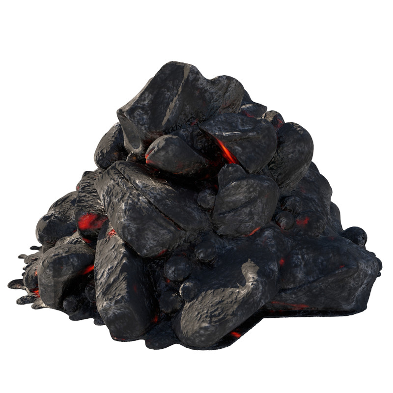 Lit coal pile 3D Модель .c4d .max .obj .3ds .fbx .stl .blend 